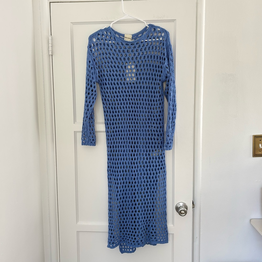 Zulu & Zephyr Sky Crochet Knit Maxi Dress